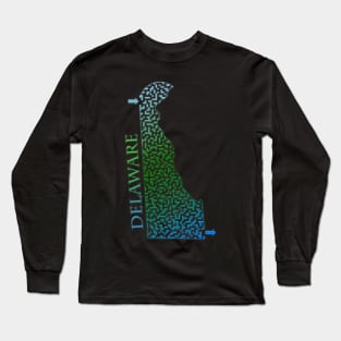 Delaware State Outline Colorful Maze & Labyrinth Long Sleeve T-Shirt